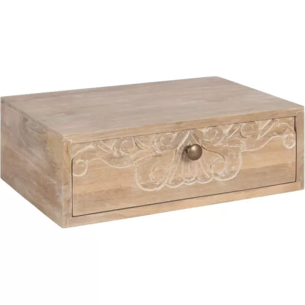 imageKate and Laurel Mirza Transitional Solid Wood Floating Side Table with PullOut Storage Drawer 18x12x6 Natural