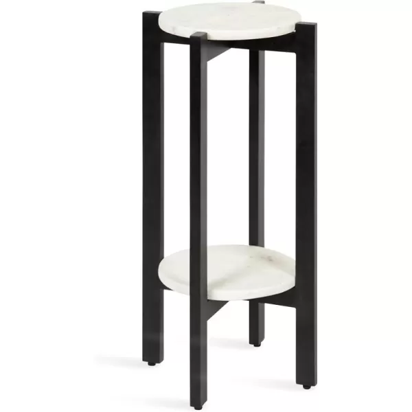 imageKate and Laurel Moxley Modern Marble Side Table 12 x 12 x 24 Natural and White Round TwoTier End Table for Storage and DisplayBlack