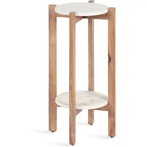 imageKate and Laurel Moxley Modern Marble Side Table 12 x 12 x 24 Natural and White Round TwoTier End Table for Storage and DisplayNatural