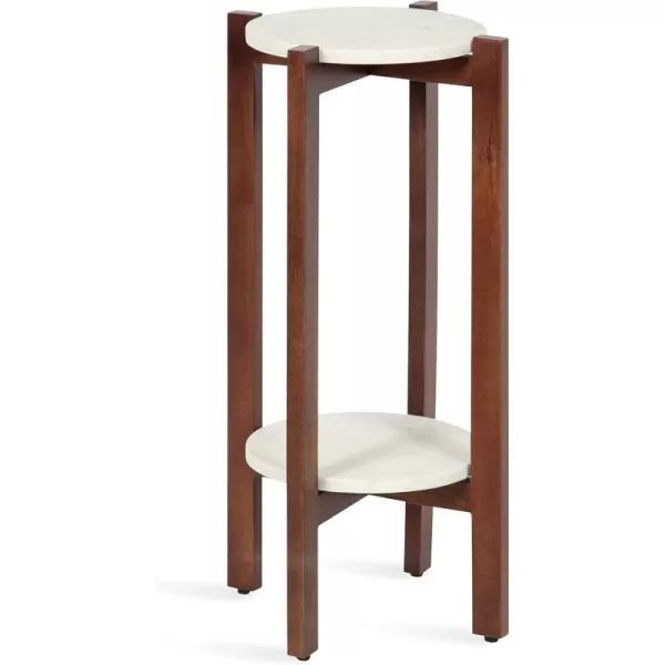 imageKate and Laurel Moxley Modern Marble Side Table 12 x 12 x 24 Natural and White Round TwoTier End Table for Storage and DisplayWalnut Brown