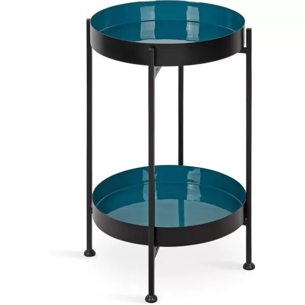imageKate and Laurel Nira TwoTiered MidCentury Side Table 15quot x 15quot x 24quot Gray and Gold Chic Modern End Table for Storage and DecorBlackTeal
