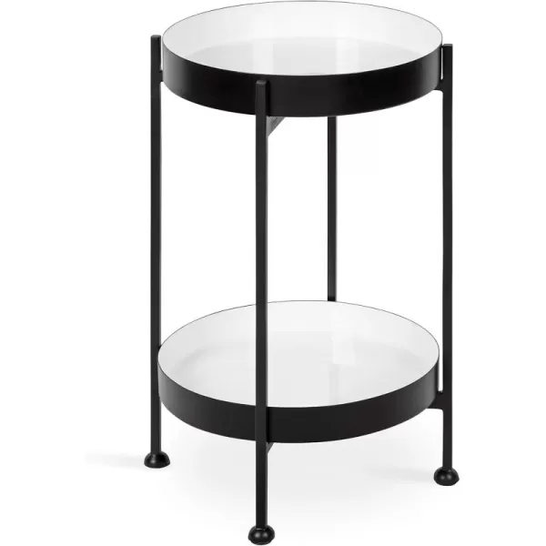imageKate and Laurel Nira TwoTiered MidCentury Side Table 15quot x 15quot x 24quot Gray and Gold Chic Modern End Table for Storage and DecorBlackWhite