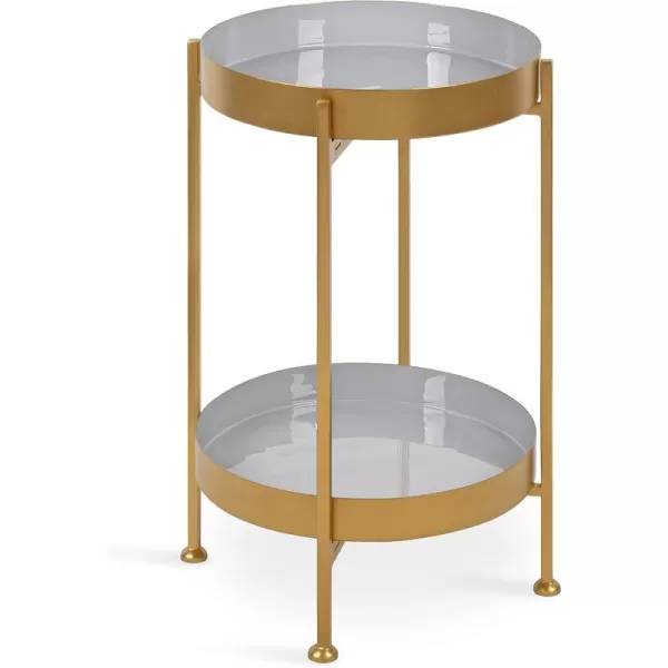 imageKate and Laurel Nira TwoTiered MidCentury Side Table 15quot x 15quot x 24quot Gray and Gold Chic Modern End Table for Storage and DecorGoldGray