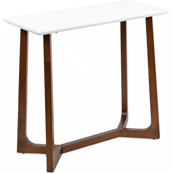 imageKate and Laurel Olivant Modern Rectangle Wood Console Table 32 x 15 x 30 White and Walnut Brown Decorative Geometric TwoTone Entryway Table for Use as a Functional Living Room TableWhiteWalnut Brown