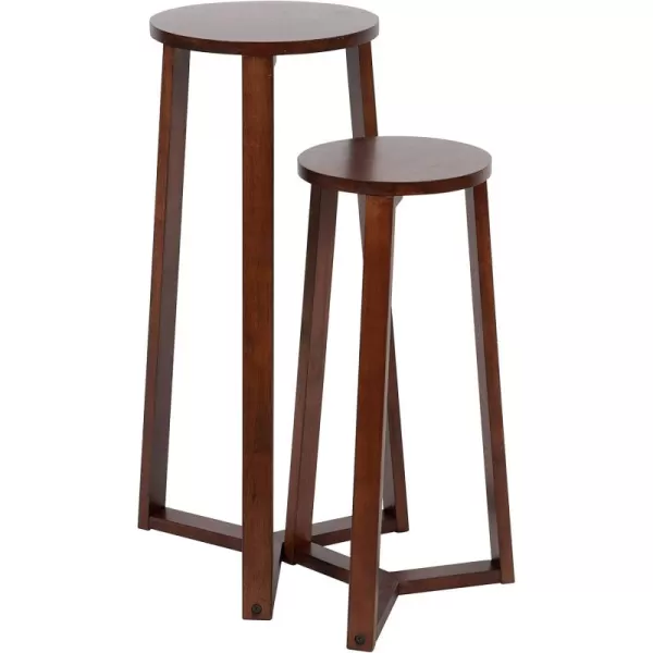 imageKate and Laurel Rioux Round Wood Nesting Tables 2 Piece Walnut BrownWalnut Brown