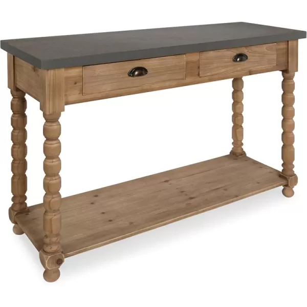 imageKate and Laurel Rutledge Farmhouse Chic Two Drawer Console Table Rustic Wood Base and Concrete Gray TopConsole Table