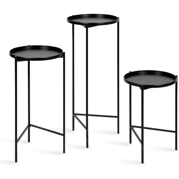 imageKate and Laurel Ulani Modern Glam Round Metal Nesting Accent Table Set 3 Piece GoldBlack