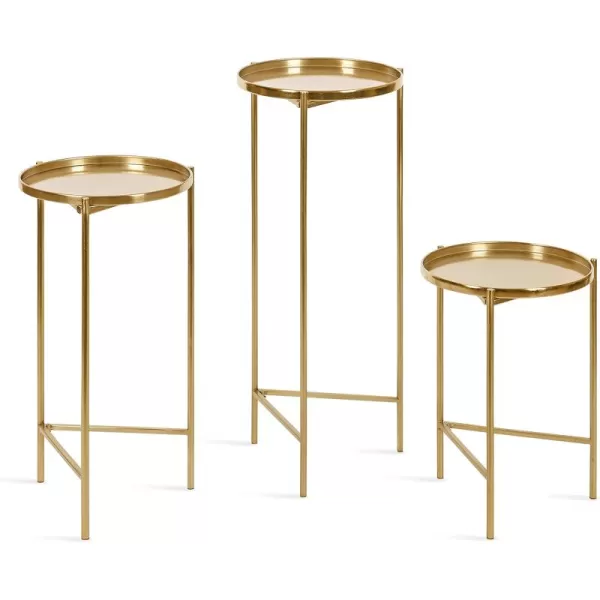 imageKate and Laurel Ulani Modern Glam Round Metal Nesting Accent Table Set 3 Piece GoldGold