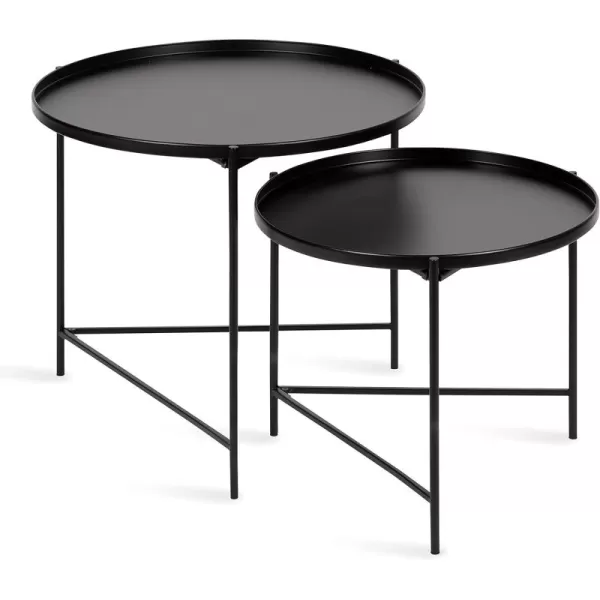 imageKate and Laurel Ulani Modern Nesting Coffee Table Set of 2 Walnut and Gold 225 x 2025 Decorative Sophisticated Mango Wood and Metal End Tables for Display and StorageBlack
