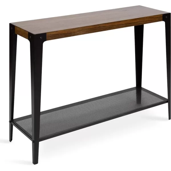 imageKate and Laurel Vexler Industrial Wood and Metal Console Table 38 x 12 x 30 Walnut Brown and Black Side Table with Shelf for Storage and Display
