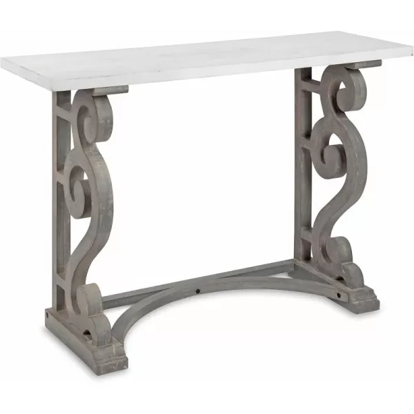 imageKate and Laurel Wyldwood Country French Solid Wood Console Table  RusticWhite Legs  Natural Wood TopGrayWhite