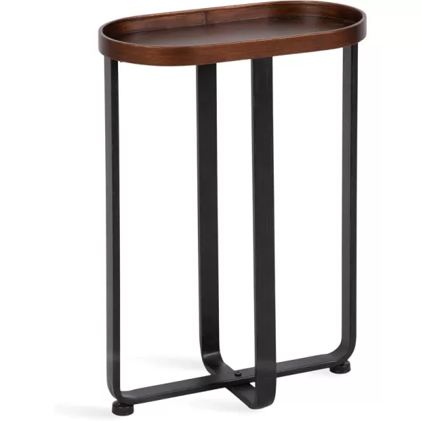 imageKate and Laurel Zabel Capsule Narrow Metal Side Table 17 x 9 x 24 Black Decorative Transitional Slim Rounded Oval End Table for Small Spaces and DisplayBlack