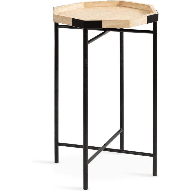 imageKate and Laurel Occonor Modern Transitional Wood and Metal Living Room Side Table with Versatile Base and Unique Octagon Shape 15x15x24 NaturalNatural