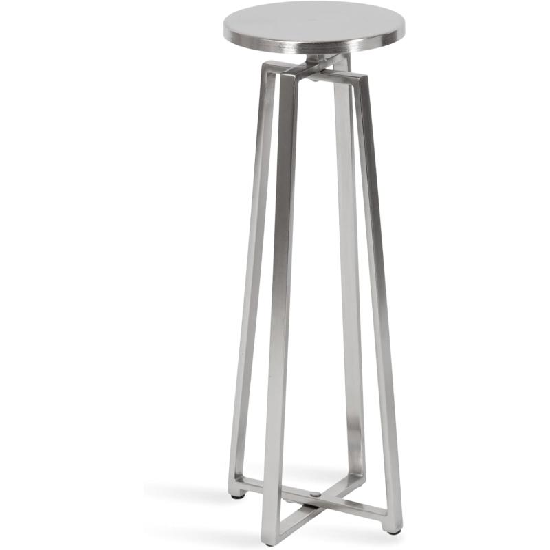 imageKate and Laurel Zia Modern Decorative Metal Drink Use as Plant Stand or Round Pedestal Table 9x9x23 GraySilverSilver