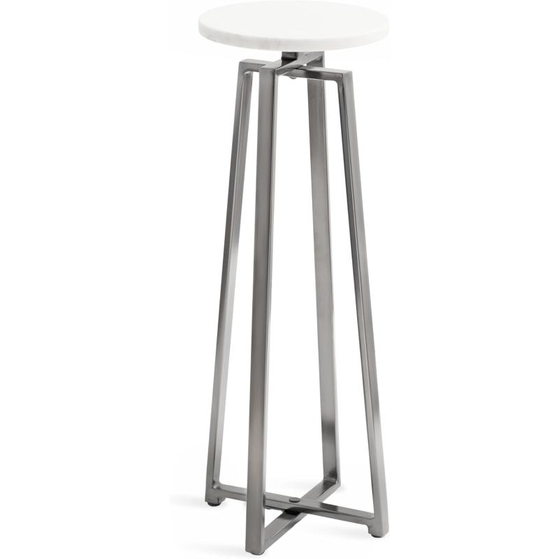imageKate and Laurel Zia Modern Decorative Metal Drink Use as Plant Stand or Round Pedestal Table 9x9x23 GraySilverWhitePewter