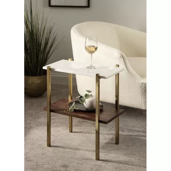 imageKate and Laurel Abcott Wood and Metal Side Table 20x12x24 WhiteWalnut Brown