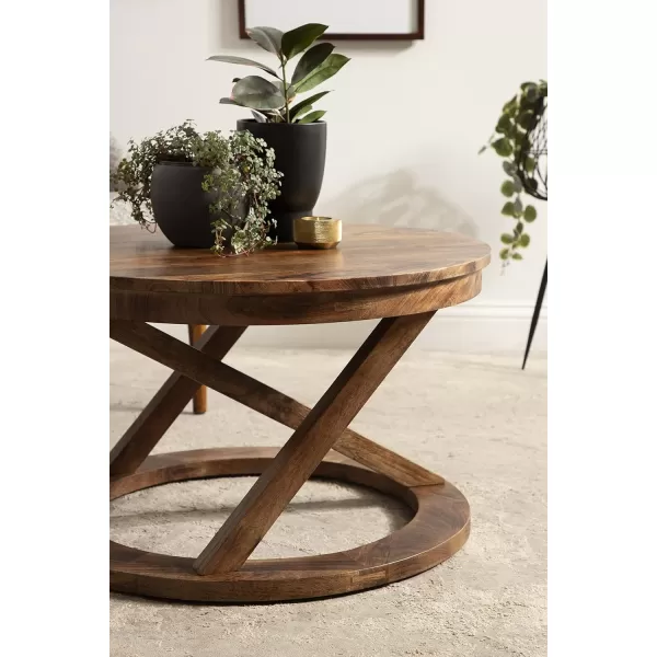 imageKate and Laurel Aja Wood Coffee Table 26x26x16 Walnut BrownWalnut Brown