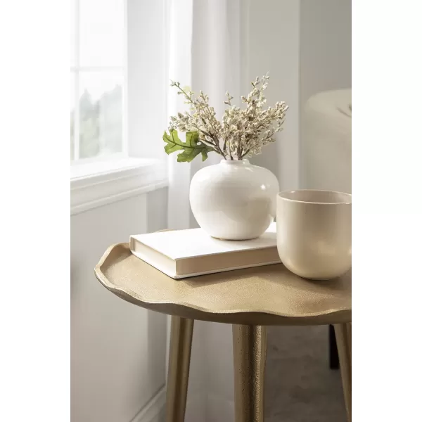 imageKate and Laurel Alessia Modern Round Metal Side Table 15 x 15 x 22 Gold Decorative Glam Cast Aluminum End Table with Deckled Edge for Bedroom Nightstand or Living Room AccentGold