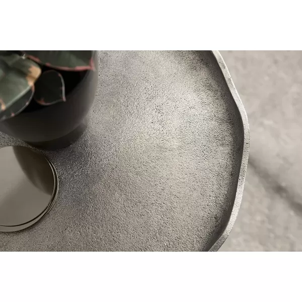 imageKate and Laurel Alessia Modern Round Metal Side Table 15 x 15 x 22 Gold Decorative Glam Cast Aluminum End Table with Deckled Edge for Bedroom Nightstand or Living Room AccentSilver