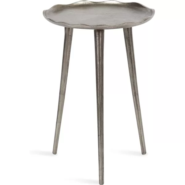 imageKate and Laurel Alessia Modern Round Metal Side Table 15 x 15 x 22 Gold Decorative Glam Cast Aluminum End Table with Deckled Edge for Bedroom Nightstand or Living Room AccentSilver