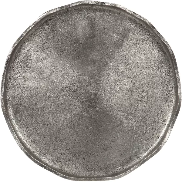 imageKate and Laurel Alessia Modern Round Metal Side Table 15 x 15 x 22 Gold Decorative Glam Cast Aluminum End Table with Deckled Edge for Bedroom Nightstand or Living Room AccentSilver