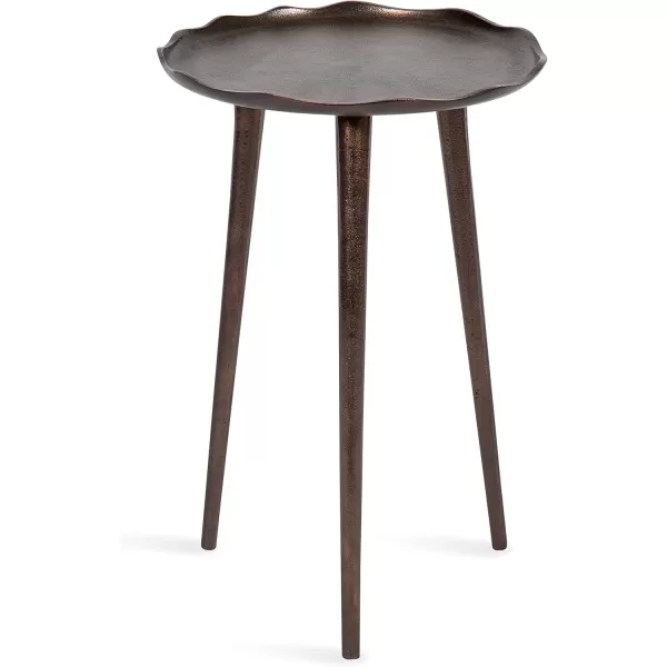 imageKate and Laurel Alessia Modern Round Metal Side Table 15 x 15 x 22 Gold Decorative Glam Cast Aluminum End Table with Deckled Edge for Bedroom Nightstand or Living Room AccentBronze