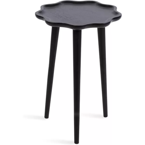 imageKate and Laurel Alezar Modern Decorative Wooden Round Side Wavy Edge for Bedroom Nightstand or Living Room Accent Table 15x15x22 BlackBlack