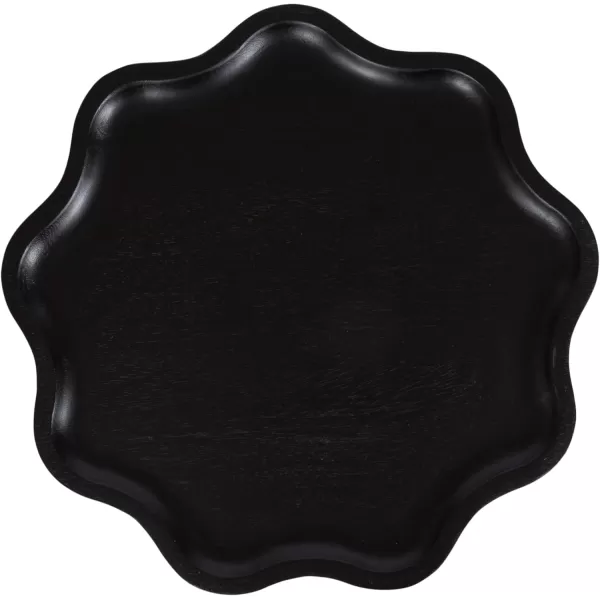 imageKate and Laurel Alezar Modern Decorative Wooden Round Side Wavy Edge for Bedroom Nightstand or Living Room Accent Table 15x15x22 BlackBlack