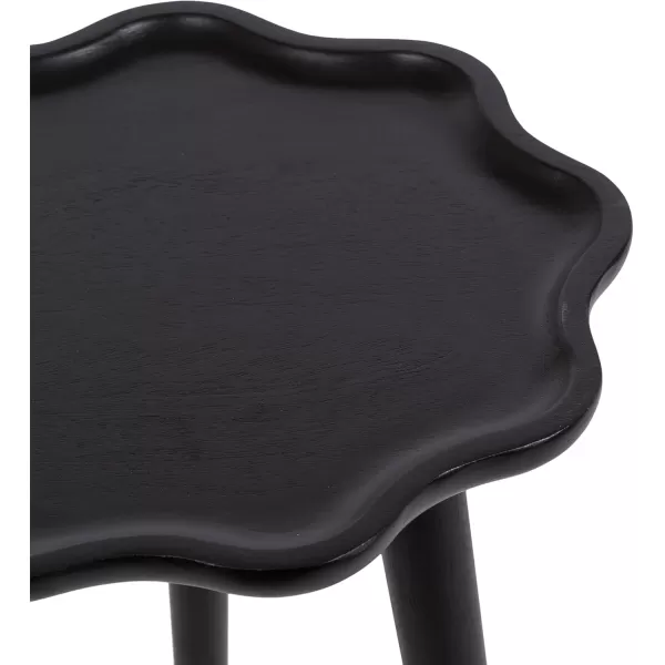 imageKate and Laurel Alezar Modern Decorative Wooden Round Side Wavy Edge for Bedroom Nightstand or Living Room Accent Table 15x15x22 BlackBlack