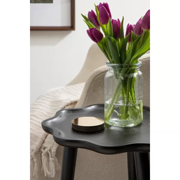imageKate and Laurel Alezar Modern Decorative Wooden Round Side Wavy Edge for Bedroom Nightstand or Living Room Accent Table 15x15x22 BlackBlack