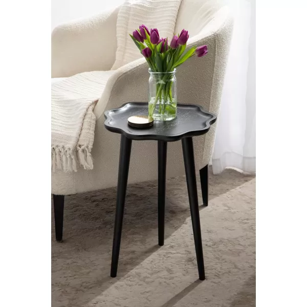 imageKate and Laurel Alezar Modern Decorative Wooden Round Side Wavy Edge for Bedroom Nightstand or Living Room Accent Table 15x15x22 BlackBlack