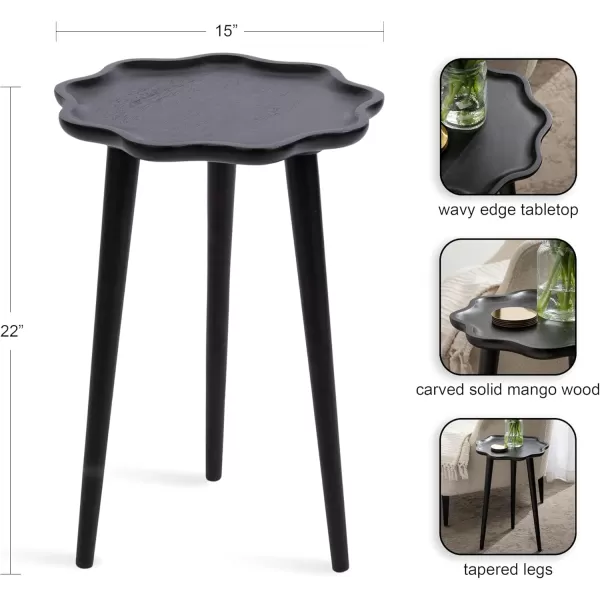 imageKate and Laurel Alezar Modern Decorative Wooden Round Side Wavy Edge for Bedroom Nightstand or Living Room Accent Table 15x15x22 BlackBlack