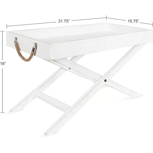 imageKate and Laurel Bayville Farmhouse Wood Coffee Tray Table 32 x 16 x 18 White Decorative Modern Coffee Table with Deep Removable Tray for Serving Display and Storage