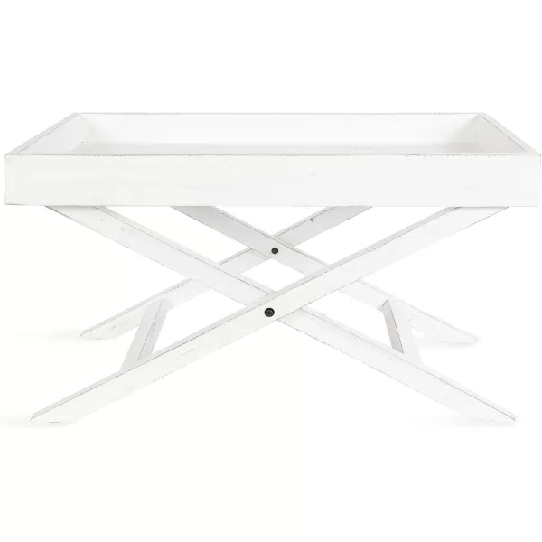 imageKate and Laurel Bayville Farmhouse Wood Coffee Tray Table 32 x 16 x 18 White Decorative Modern Coffee Table with Deep Removable Tray for Serving Display and Storage