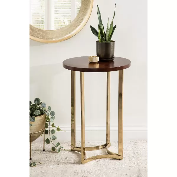 imageKate and Laurel Bellingham MidCentury Side Table 18 x 18 x 26 Walnut Brown Modern End Table for Storage and Display