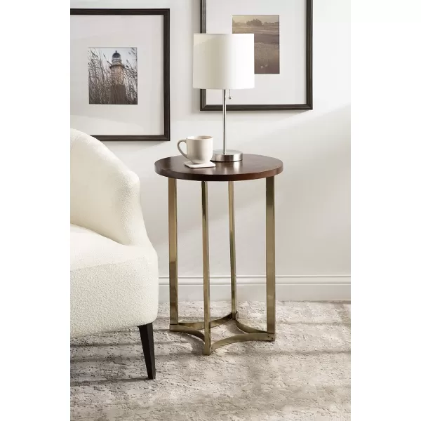 imageKate and Laurel Bellingham MidCentury Side Table 18 x 18 x 26 Walnut Brown Modern End Table for Storage and Display