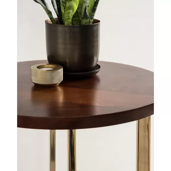 imageKate and Laurel Bellingham MidCentury Side Table 18 x 18 x 26 Walnut Brown Modern End Table for Storage and Display