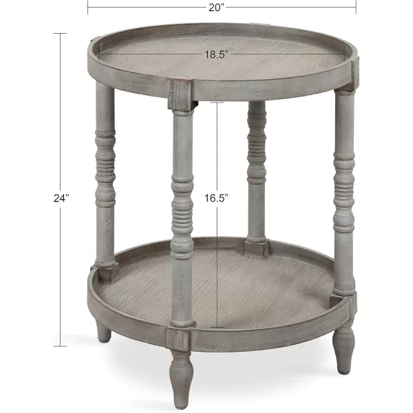 imageKate and Laurel Bellport Shabby Chic Round Side Accent Table or Plant Stand with Turned Legs and Lower Shelf Distressed Gray FinishGrey