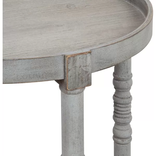 imageKate and Laurel Bellport Shabby Chic Round Side Accent Table or Plant Stand with Turned Legs and Lower Shelf Distressed Gray FinishGrey