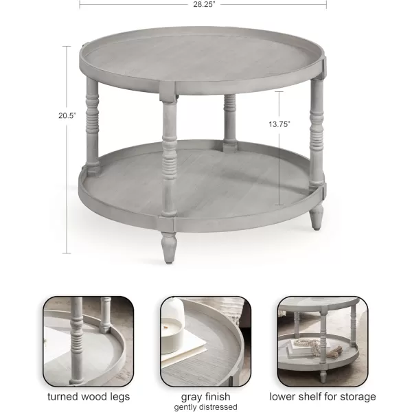 imageKate and Laurel Bellport Traditional Tiered Round Coffee Table for Living Room Decor 29x29x21 WhiteGrey