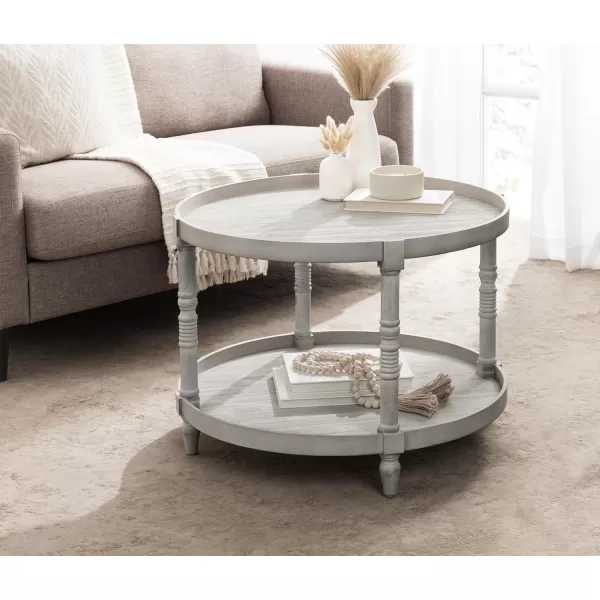 imageKate and Laurel Bellport Traditional Tiered Round Coffee Table for Living Room Decor 29x29x21 WhiteGrey
