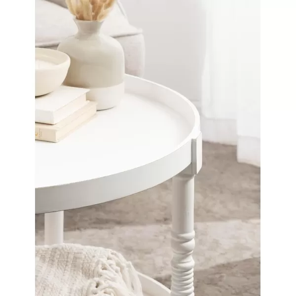 imageKate and Laurel Bellport Traditional Tiered Round Coffee Table for Living Room Decor 29x29x21 WhiteWhite