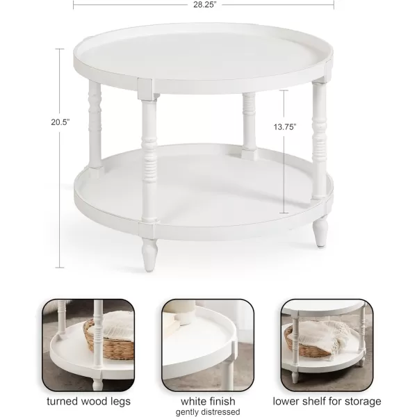 imageKate and Laurel Bellport Traditional Tiered Round Coffee Table for Living Room Decor 29x29x21 WhiteWhite