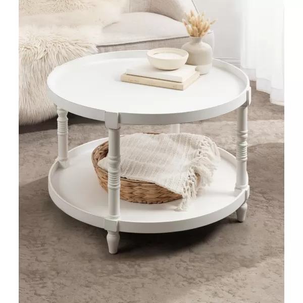 imageKate and Laurel Bellport Traditional Tiered Round Coffee Table for Living Room Decor 29x29x21 WhiteWhite