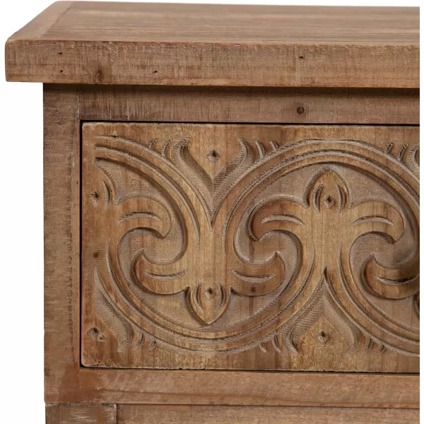 imageKate and Laurel Cassetta Soft Side Table with Useful Storage Drawer and Carved Detailing 19x14x28 Rustic BrownRustic Brown