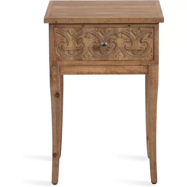 imageKate and Laurel Cassetta Soft Side Table with Useful Storage Drawer and Carved Detailing 19x14x28 Rustic BrownRustic Brown