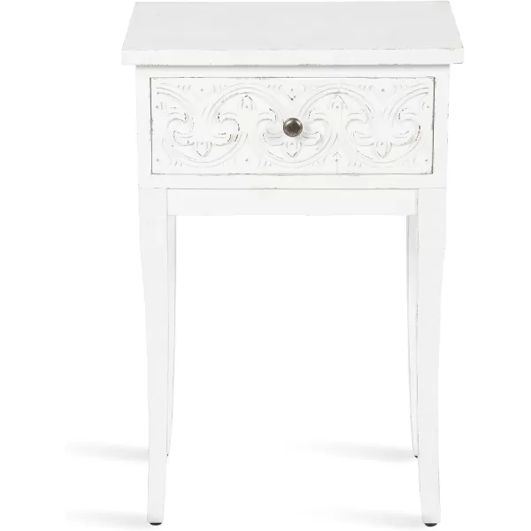 imageKate and Laurel Cassetta Soft Side Table with Useful Storage Drawer and Carved Detailing 19x14x28 Rustic BrownWhite