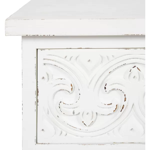imageKate and Laurel Cassetta Soft Side Table with Useful Storage Drawer and Carved Detailing 19x14x28 Rustic BrownWhite