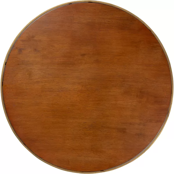 imageKate and Laurel Clegg Mid Century Round Wood and Metal Coffee Table Walnut Brown and Gold