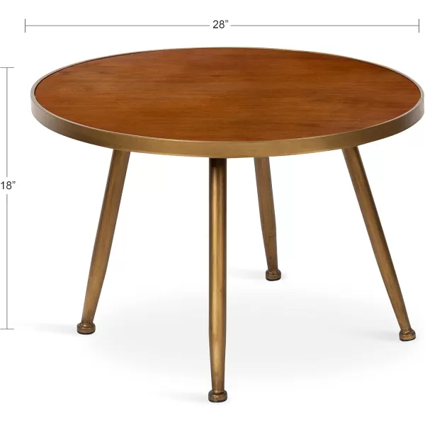 imageKate and Laurel Clegg Mid Century Round Wood and Metal Coffee Table Walnut Brown and Gold